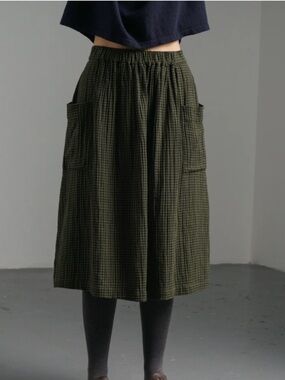 BIBICO Nora Olive Check Skirt